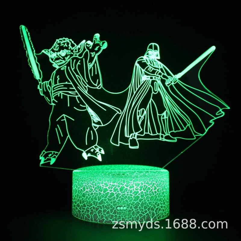 Hasbro 스타 워즈 요다 베이비 제다이 나이트 3D 테이블 램프 크리 에이 티브 생일 선물 비주얼 스테레오 라이트 7/16 컬러 터치 LED 야간 조명